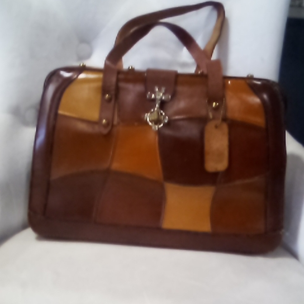 Elegant Leather Patchwork Satchel - image 1